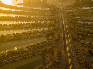 Traffic in the city at sunset