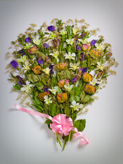 Bunch of pressed flowers