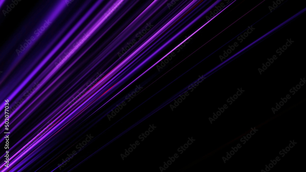 Poster abstract diagonal neon light rays changing color on black background, seamless loop. animation. brig