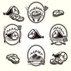 Grill labels and elements set. Collection icon grill. Vector