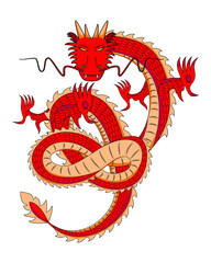 Naklejka premium Chinese dragon or loong long or lung drawing in cartoon vector