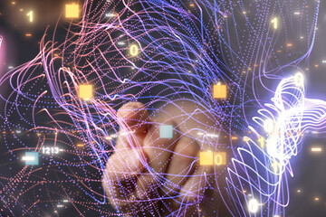 Abstract network of physical devices on the Internet using a network connection with statistics...