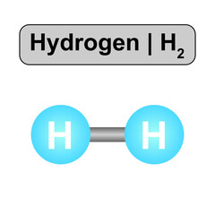 Molecular Model Of Hydrogen (H2) Molecule. Vector Illustration.