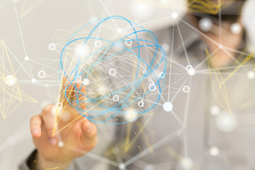 Global network. Blockchain. 3D illustration. Neural networks and artificial intelligence. Abstract