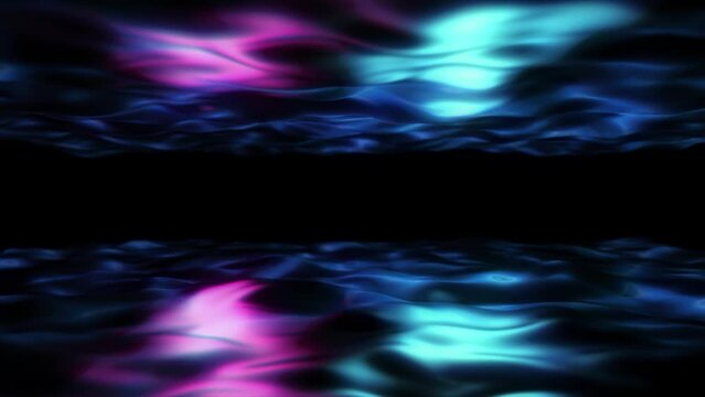 Abstract scientific fantasy background energy wave form shiny particles light projections rays loop