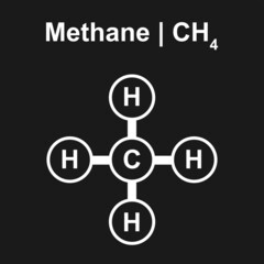Molecular Model Of Methane (CH4) Molecule. Vector Illustration.