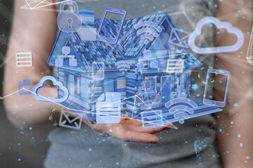 house. data Big data visualization background.Abstract technology