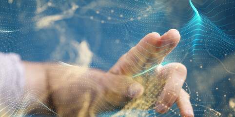 Digital technology background. Network connection dots and lines.