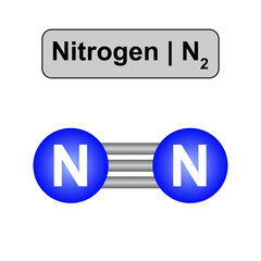 Molecular Model Of Nitrogen (N2) Molecule. Vector Illustration.