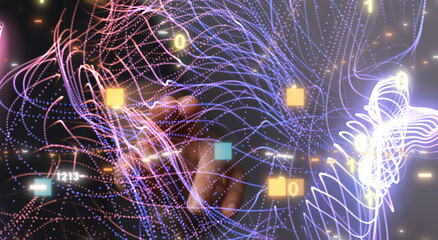 Digital technology background. Network connection dots and lines.