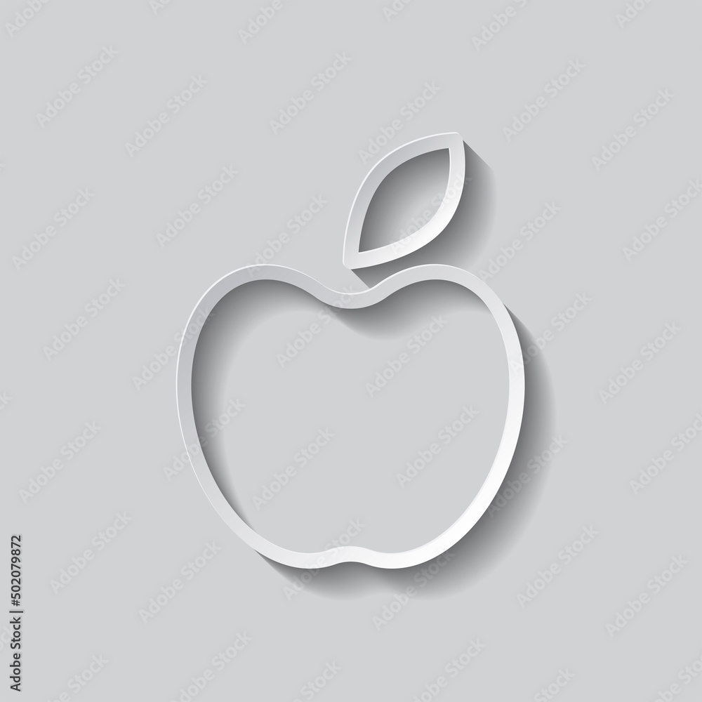 Poster apple simple icon vector. flat design. paper style with shadow. gray background.ai