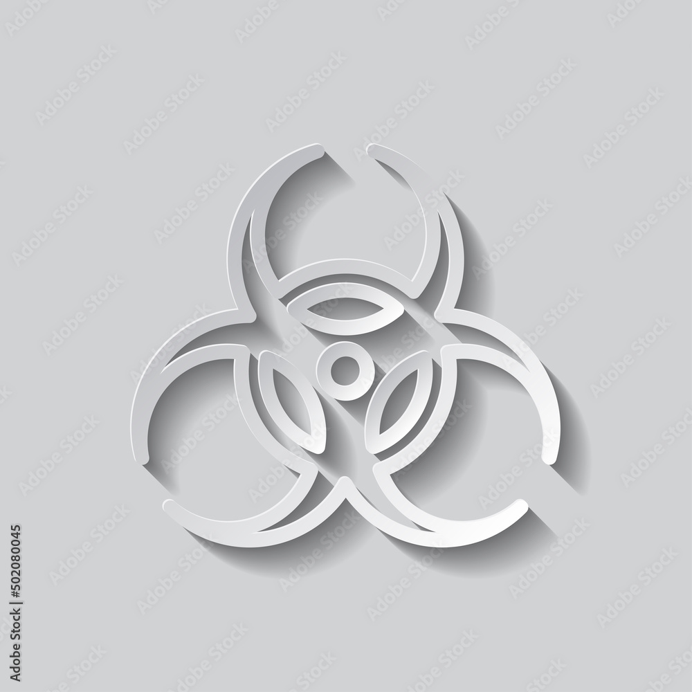Poster biohazard simple icon vector. flat design. paper style with shadow. gray background.ai