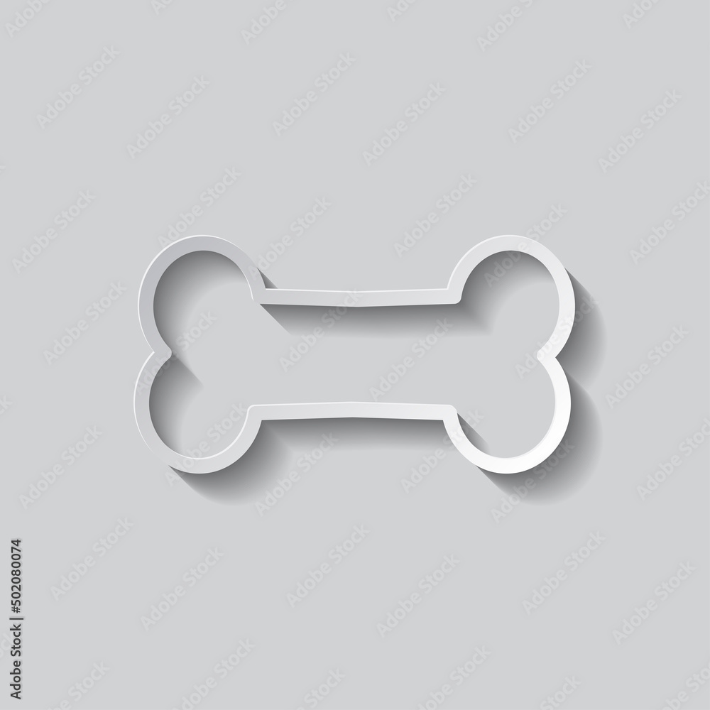 Poster bone simple icon vector. flat design. paper style with shadow. gray background.ai