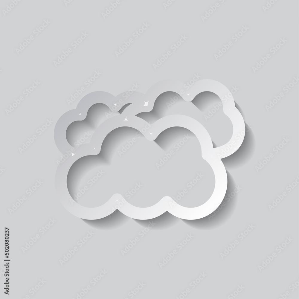 Aufkleber clouds simple icon vector. flat design. paper style with shadow. gray background.ai