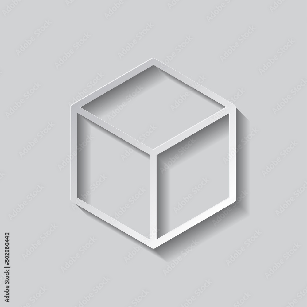 Poster cube simple icon. flat design. paper style with shadow. gray background.ai