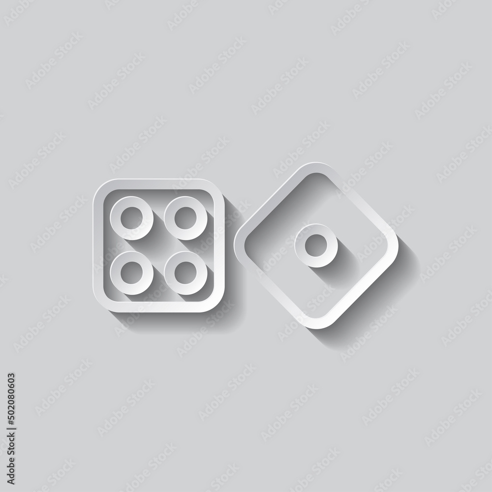 Poster dices simple icon vector. flat design. paper style with shadow. gray background.ai