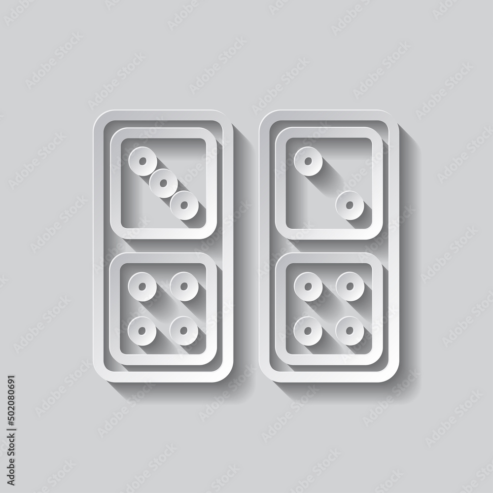 Poster domino simple icon vector. flat design. paper style with shadow. gray background.ai