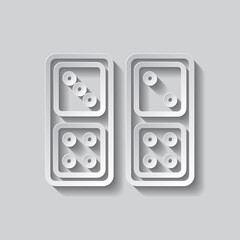 Domino simple icon vector. Flat design. Paper style with shadow. Gray background.ai