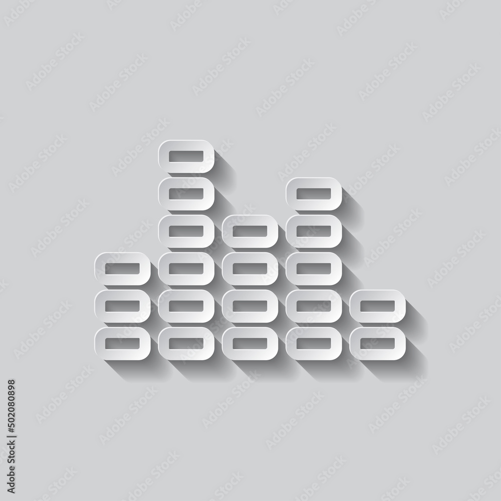 Poster equalizer simple icon. flat design. paper style with shadow. gray background.ai