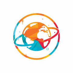 Fototapeta na wymiar Planet vector logo design template. Space logo design concept.