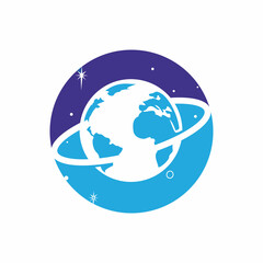 Planet vector logo design template. Space logo design concept.