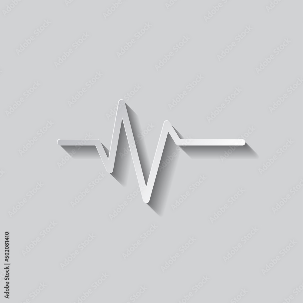 Poster heartbeat vector simple icon. flat design. paper style with shadow. gray background.ai