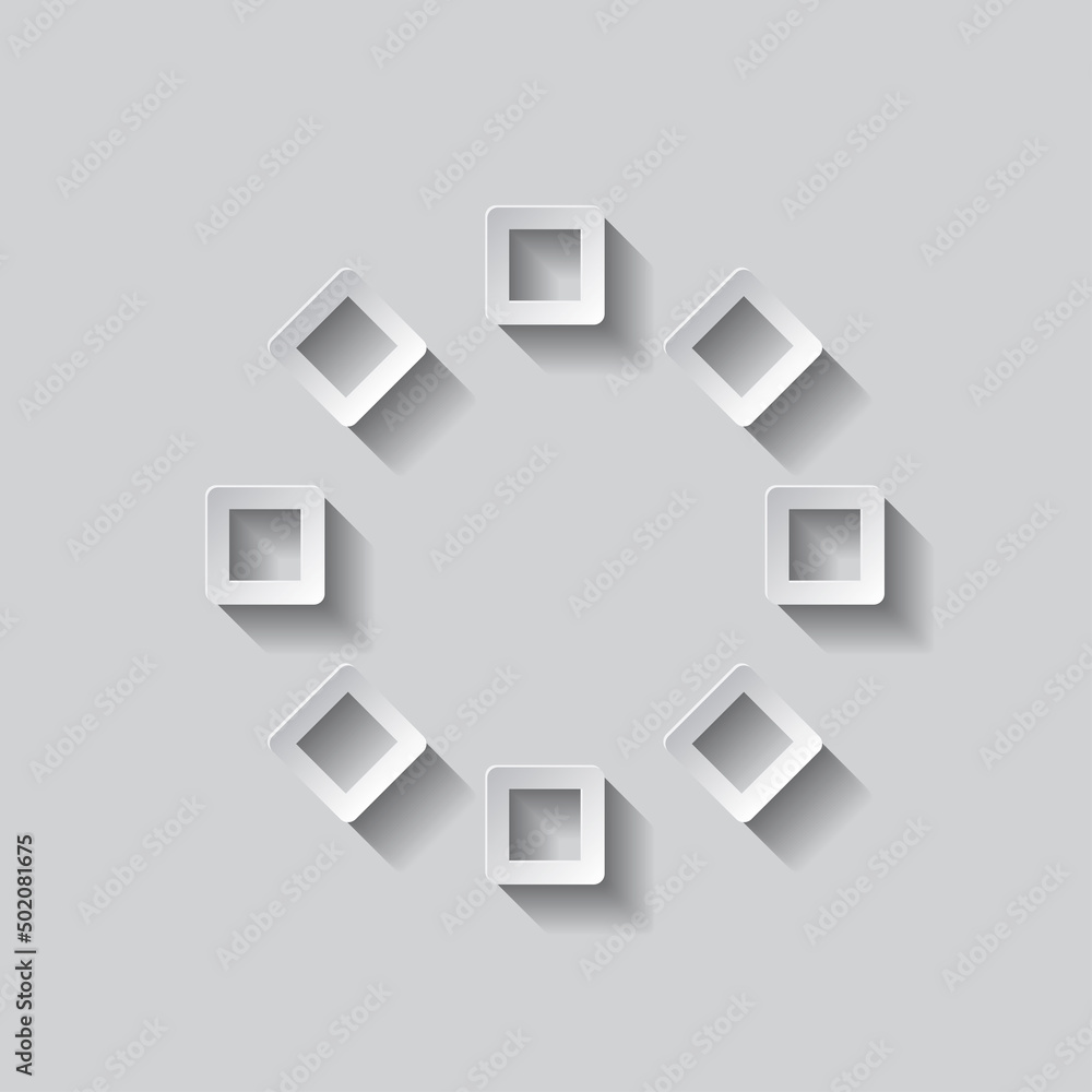 Poster loading simple icon, vector. flat design. paper style with shadow. gray background.ai