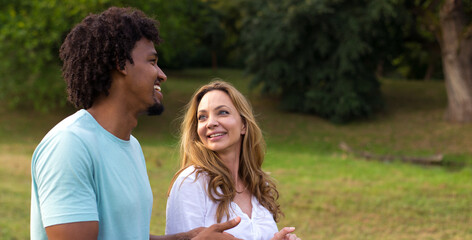 Couple spending time in nature on a beautiful summer day