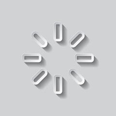 Loading simple icon vector. Flat design. Paper style with shadow. Gray background.ai