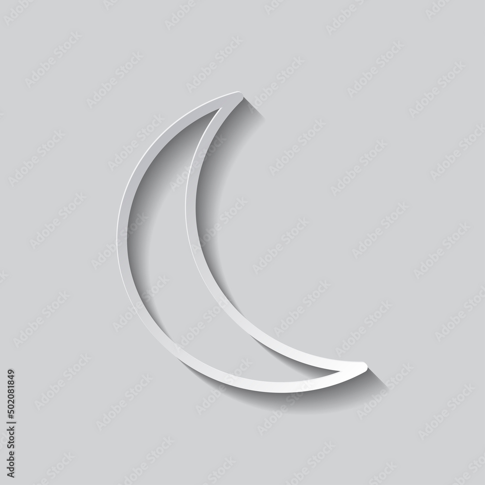 Poster moon simple icon vector. flat design. paper style with shadow. gray background.ai