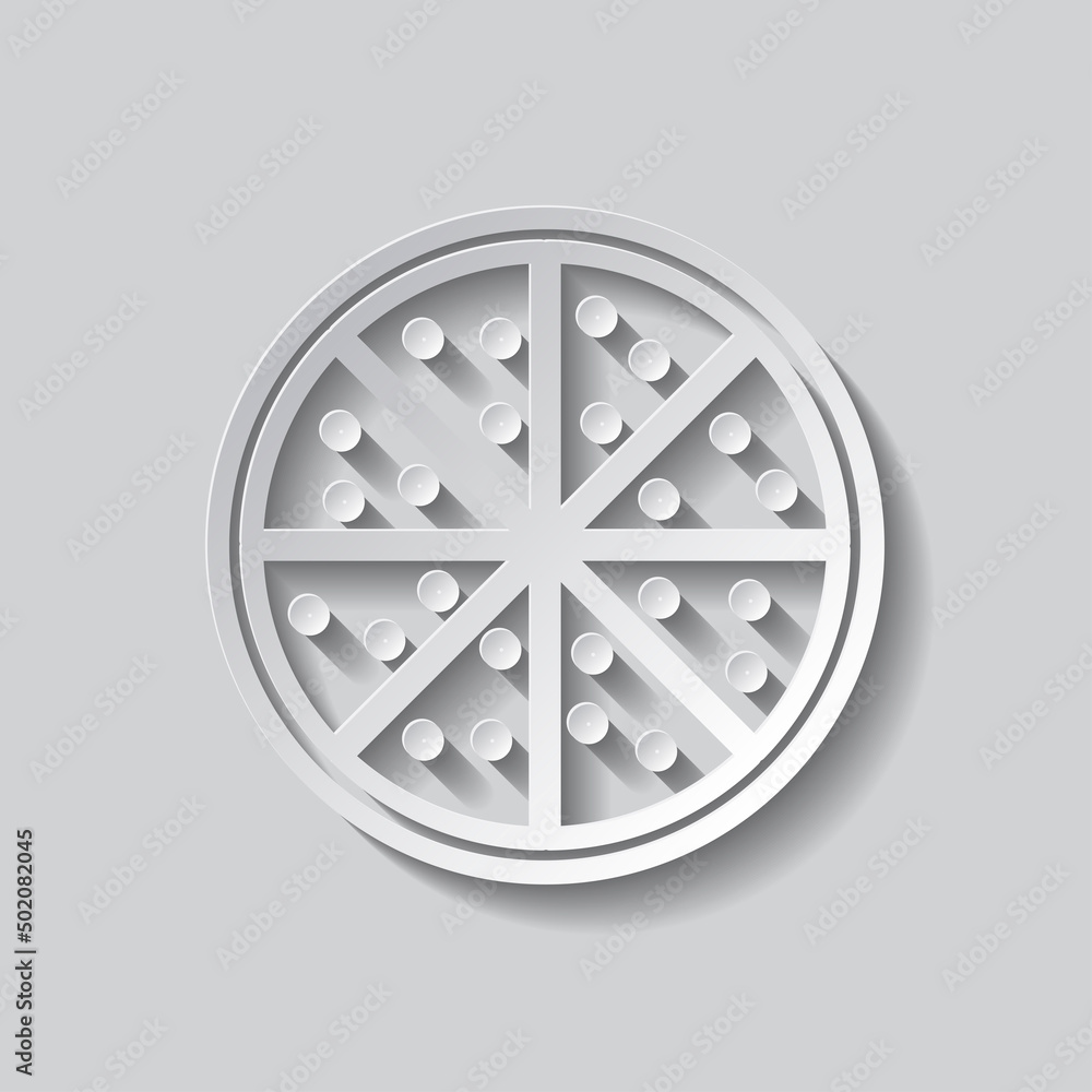 Poster pizza simple icon vector. flat design. paper style with shadow. gray background.ai