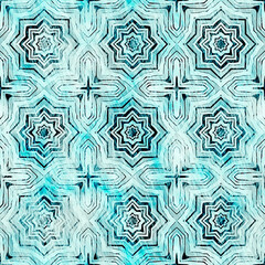 Aegean Teal green grunge wash linen print pattern. Modern rustic nantucket distressed fabric textile effect background in nautical maritime style. Tie dye worn home decor fashion geometric design