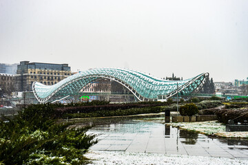Snow in Tbilisi in the spring