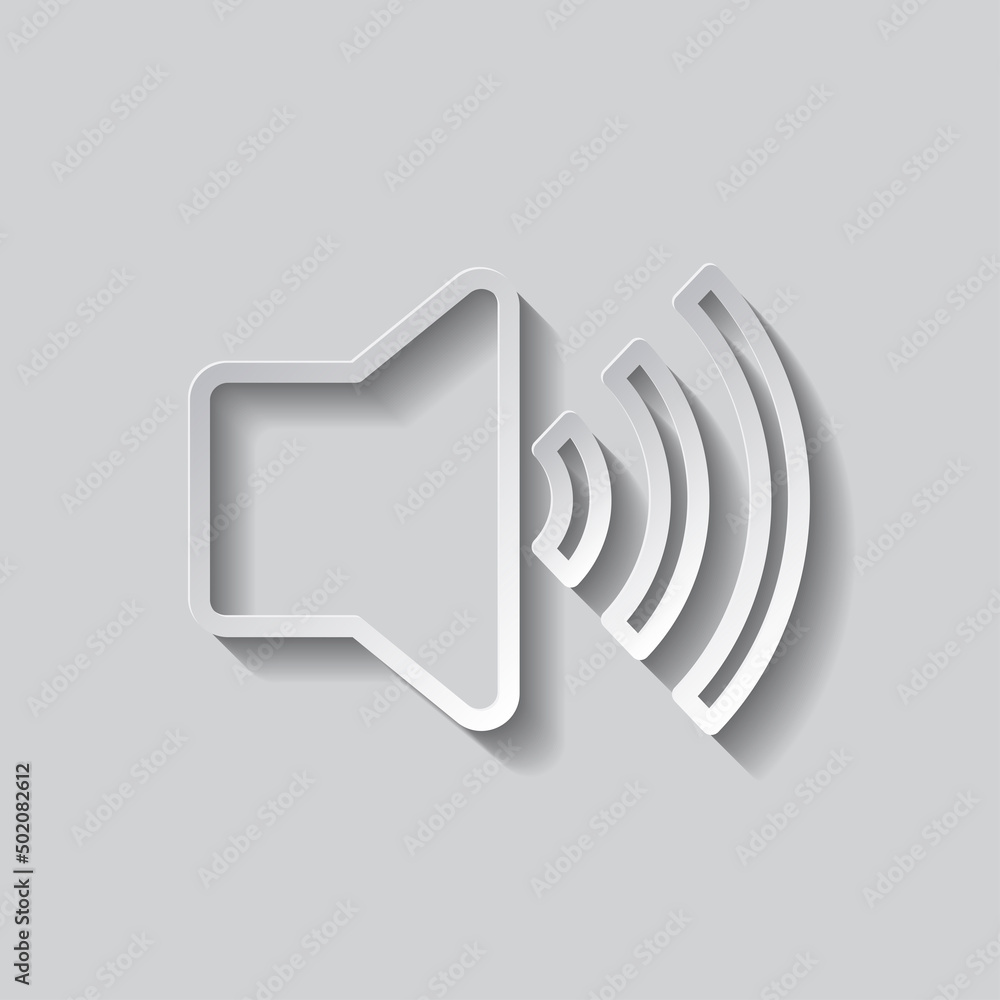 Poster sound simple icon vector. flat design. paper style with shadow. gray background.ai