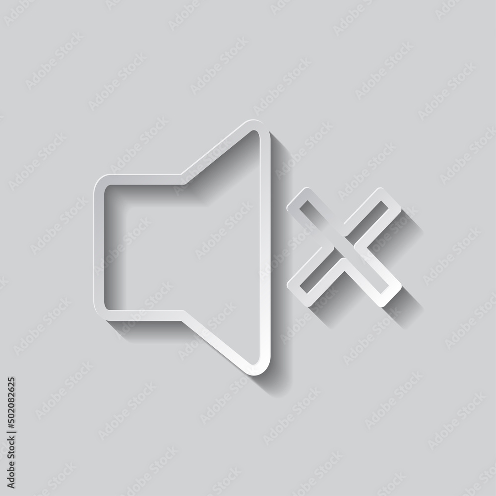 Poster sound simple icon, vector. flat design. paper style with shadow. gray background.ai