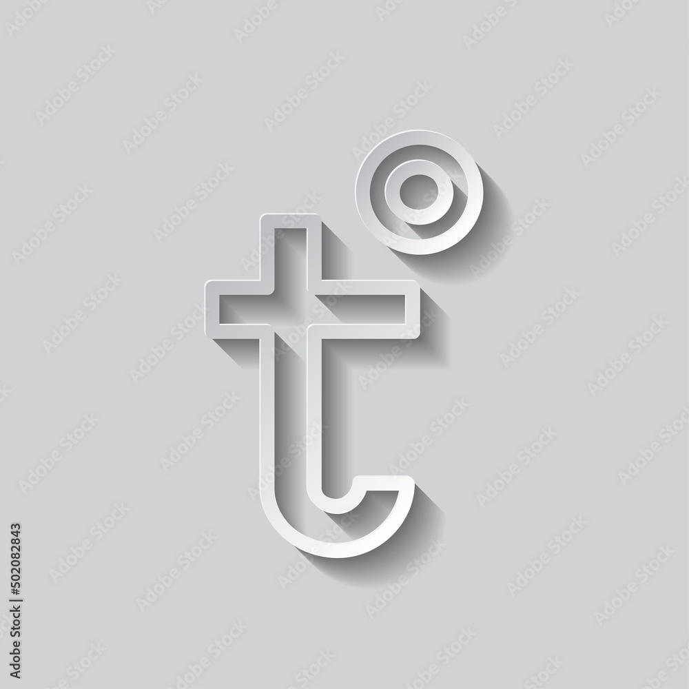 Poster temperature simple icon vector. flat design. paper style with shadow. gray background.ai