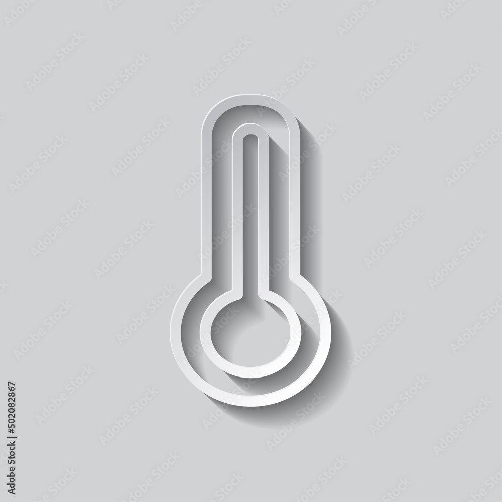 Poster thermometer temperature simple icon. flat design. paper style with shadow. gray background.ai
