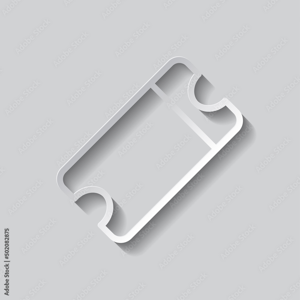 Poster ticket simple icon vector. flat design. paper style with shadow. gray background.ai
