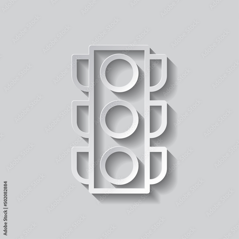 Poster traffic light simple icon vector. flat design. paper style with shadow. gray background.ai