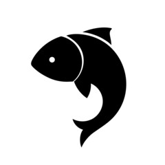 Black silhouette of fish icon on white background. Vector illustration. - 502083013