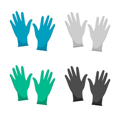 Colorful cartoon disposable nitrile gloves set. Protective wear for hair coloring. Hairdresser equipment vector illustration