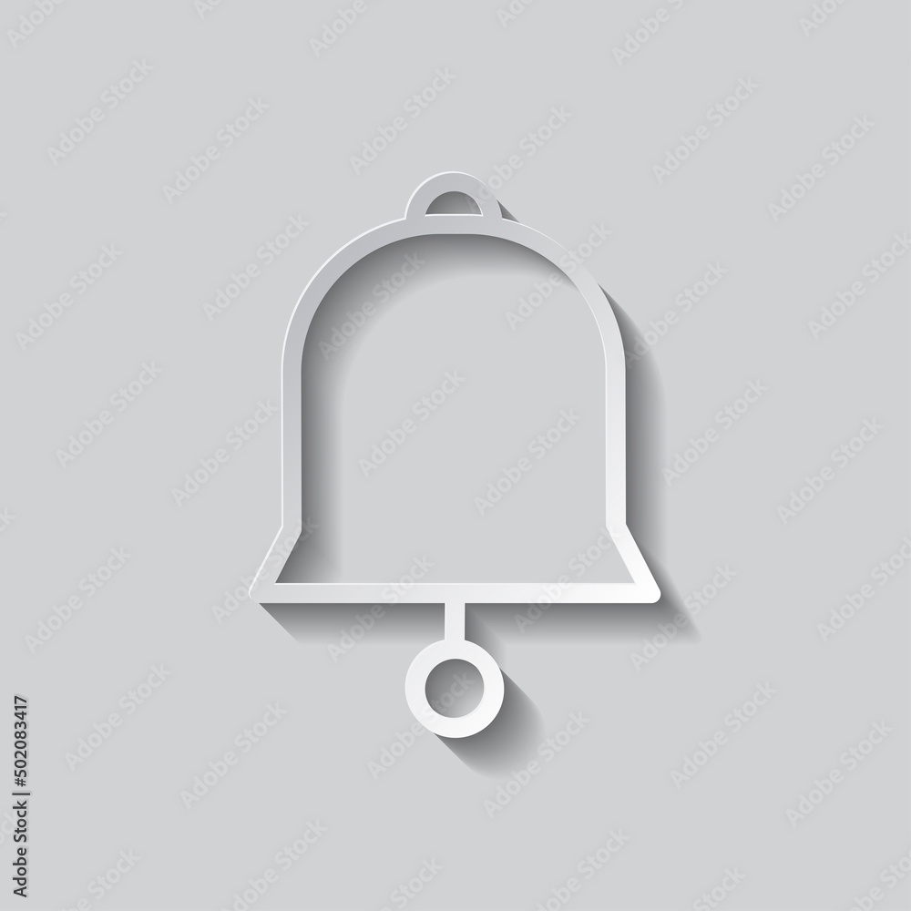 Poster bell simple icon vector. flat design. paper style with shadow. gray background.ai