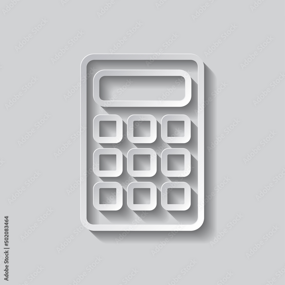 Poster calculator simple icon vector. flat design. paper style with shadow. gray background.ai