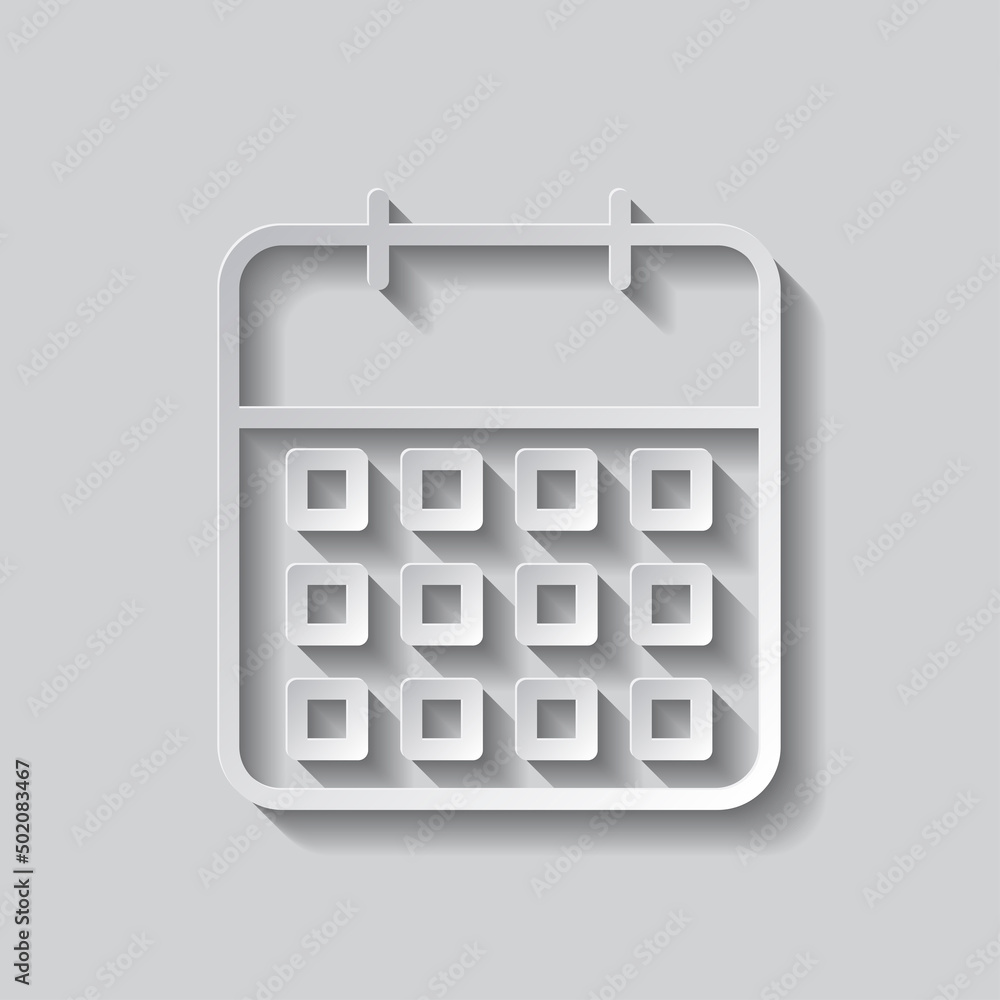 Poster calendar simple icon vector. flat design. paper style with shadow. gray background.ai