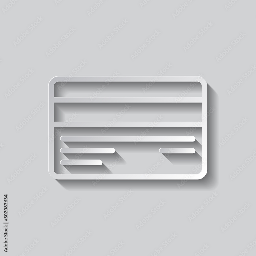 Poster credit card simple icon vector. flat design. paper style with shadow. gray background.ai