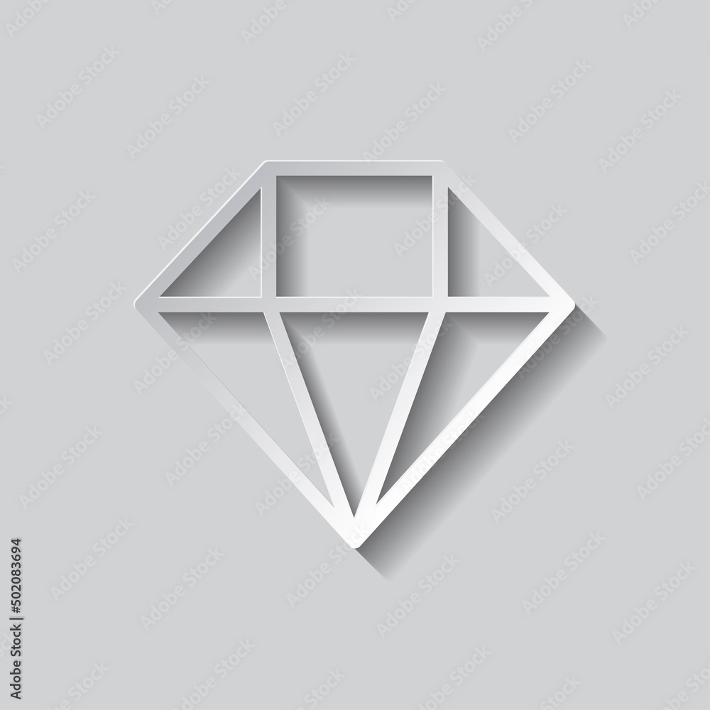 Poster diamond simple icon vector. flat design. paper style with shadow. gray background.ai