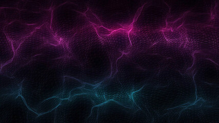 Electronic Neural Network - Abstract Motion Background. Flying across a neuron network with electric impulses. Synapse. Brain. Cold colors. Dolly