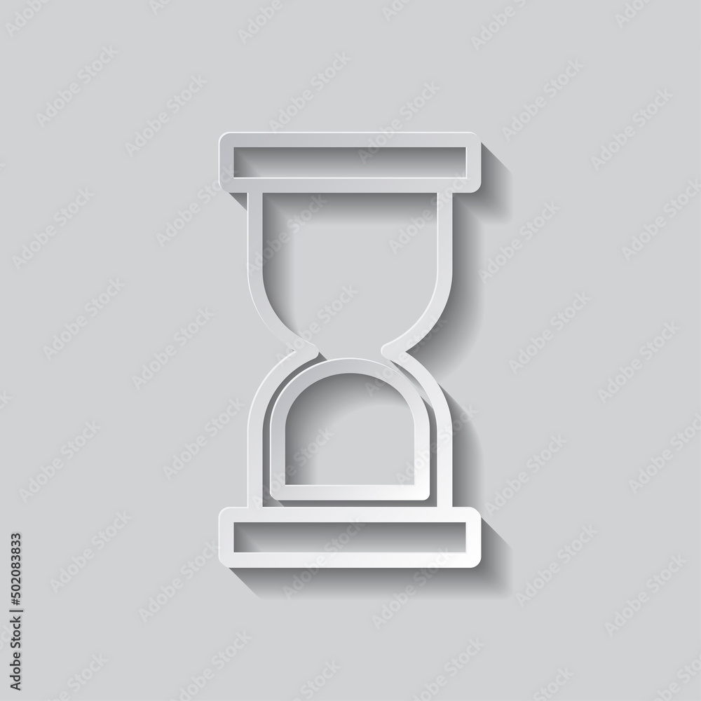 Poster hourglass simple icon vector. flat design. paper style with shadow. gray background.ai
