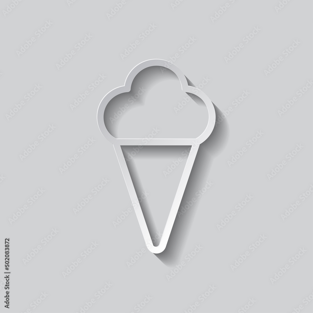 Poster ice cream simple icon vector. flat design. paper style with shadow. gray background.ai