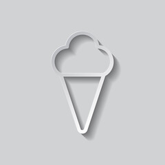 Ice cream simple icon vector. Flat design. Paper style with shadow. Gray background.ai